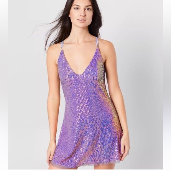 Free People Intimately Gold Rush Mini Sequin Dress Size S Petite NYE - Picture 3 of 15